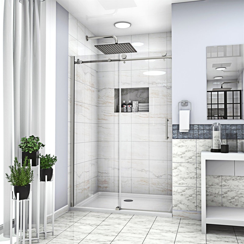 Porte de douche simple coulissante, Chrome chrome