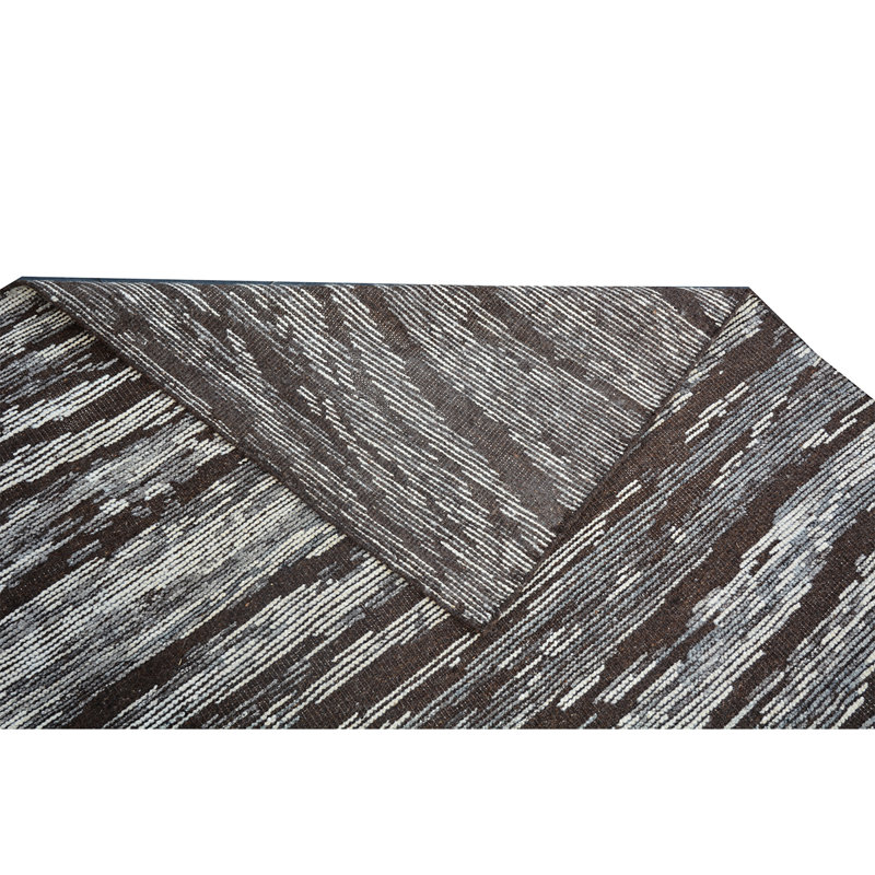 Wool Abstract Area Rug in Black/Dark Gray, Rectangle 8' x 10'