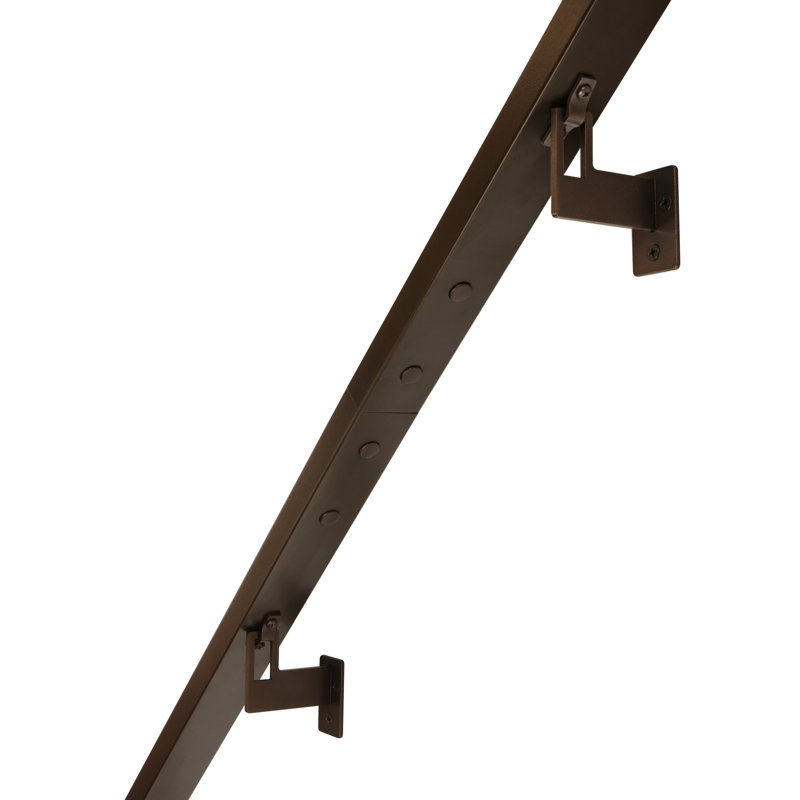 Modern Aluminum Handrail Grab Bar Kit, Adjustable Steel Brackets, Returns to Wall, Powder Coat, 14' W, Bronze
