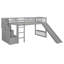 Lit mezzanine simple à escalier avec deux tiroirs et glissade, gris