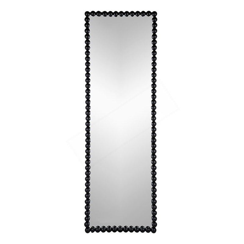 Full Length Rectangular Mirror with Metal Beaded Frame, Ideal for Brightening and Expanding Living Spaces