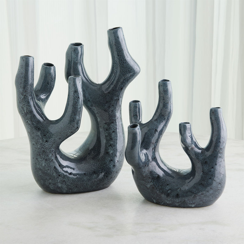 Creation Handmade Earthenware Table Vase, Blue
