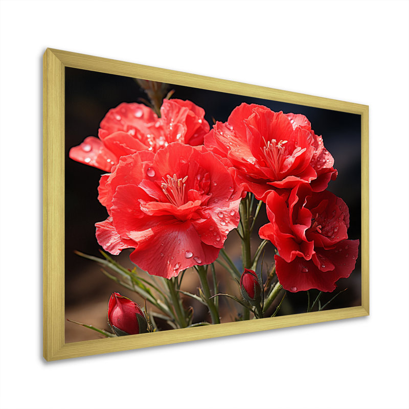 Carnations Field IV, reproduction d'art sur toile, H 16 po x l 32 po x P 1 po, Encadrement doré