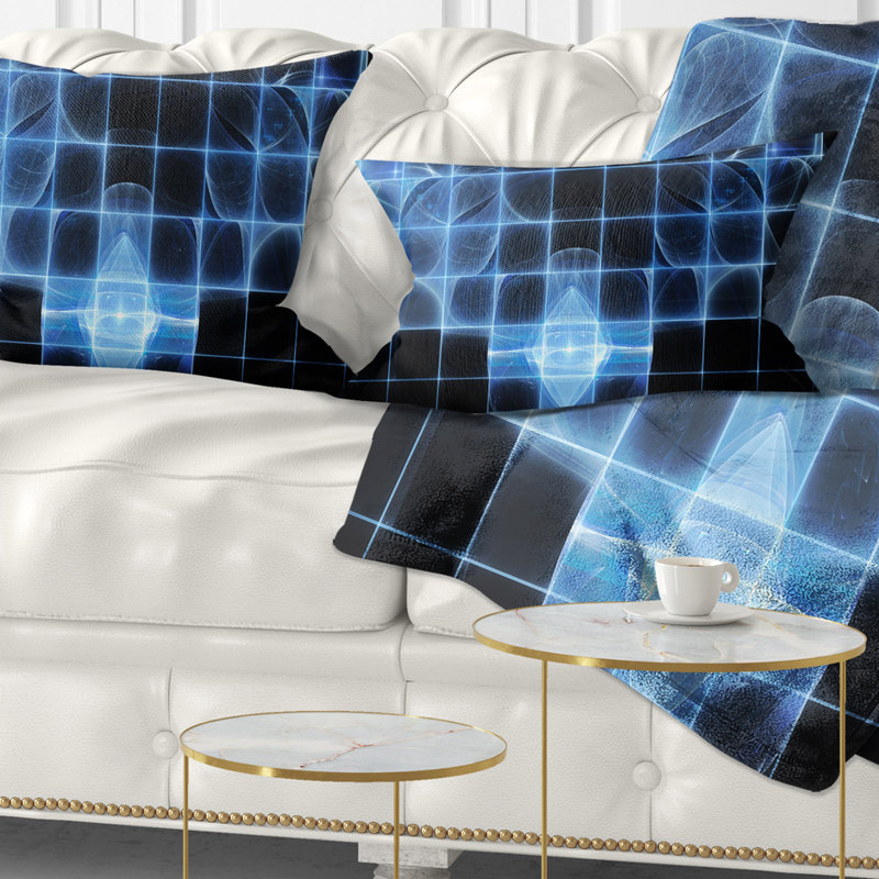 Chauve-souris bleu vif sur écran Radar - Coussin imprimé abstrait