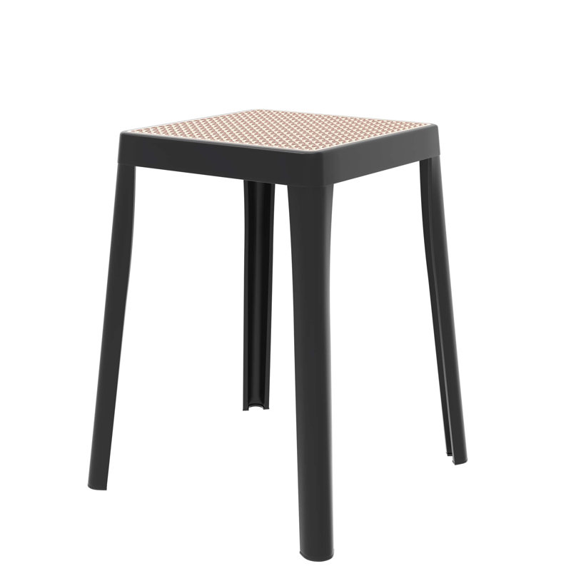Tabouret carré en plastique empilable Dantoni, Noir