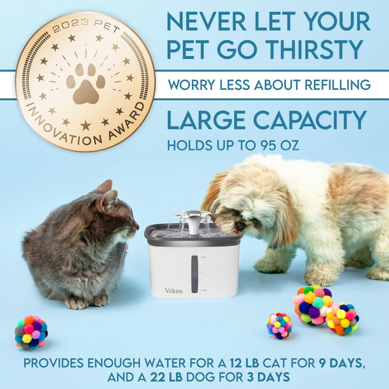 Fontaine pour animaux 95oz / 2,8l, distributeur automatique d'eau pour chien