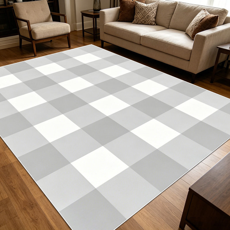 1PC Grey and White Buffalo Plaid area rugs for Living Room, Soft and Comfortable, Suitable for all seasons, easy-to-maintain, machine washable Indoor floor mat, Under Table Farmhouse suitable for Dining Table, Kitchen, Entryway, Bedroom, Home Office,