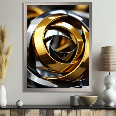 Circular Futuristic Gold And Silver Swirl - Abstract Spirals Wall Decor