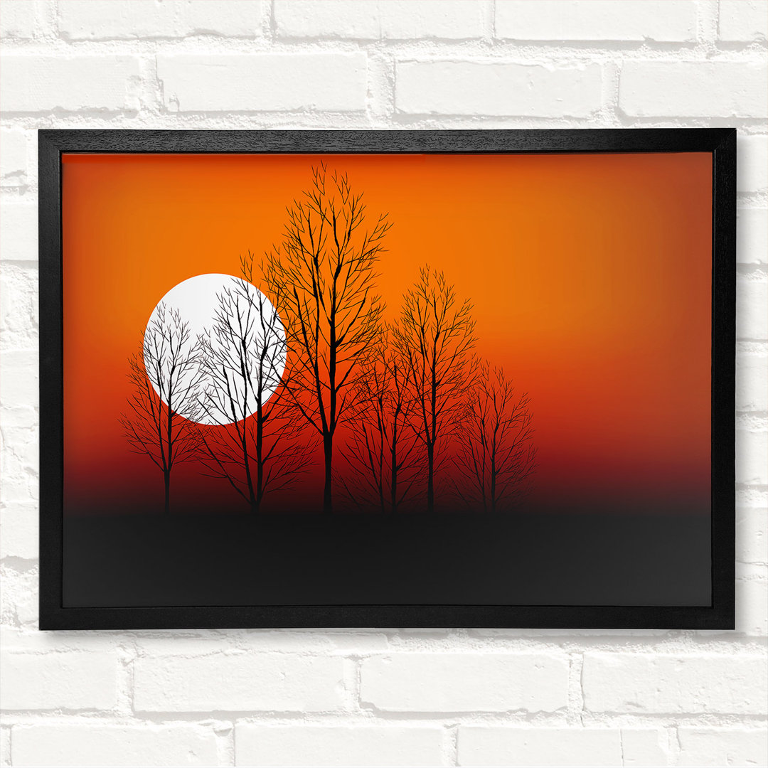 Orange Sunset Trees Gerahmter Druck