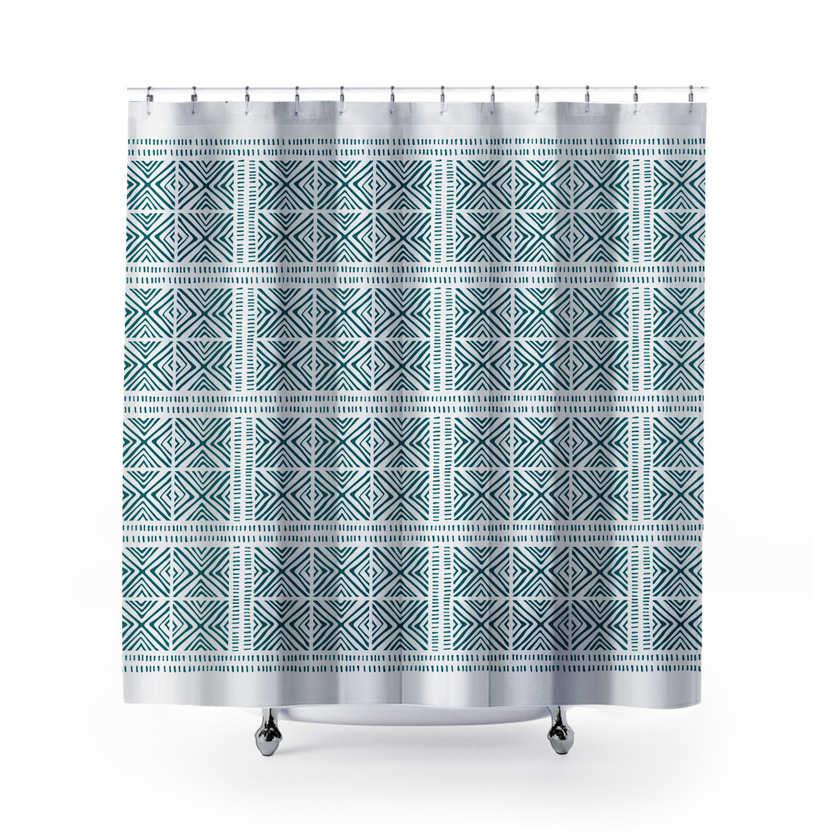 Thora Tribal Shower Curtain, ThoraTribal Emerald
