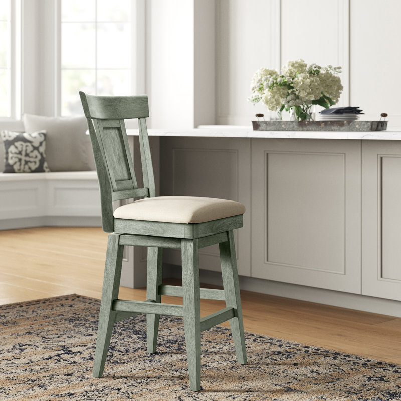 Fortville Swivel Upholstered Counter Stool, Antique Sage, Counter Stool (25.78” Seat Height)
