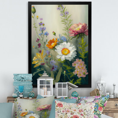 «Painted Blossoming Wildflowers VI», art mural floral