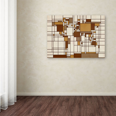 « mondrian world map » par michael tompsett, impression sur toile tendue encadrée