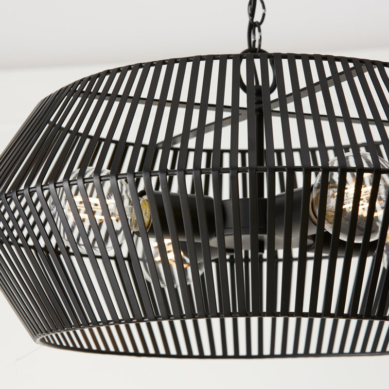 Luminaire suspendu géométrique à 4 lumières Kaiya, Noir