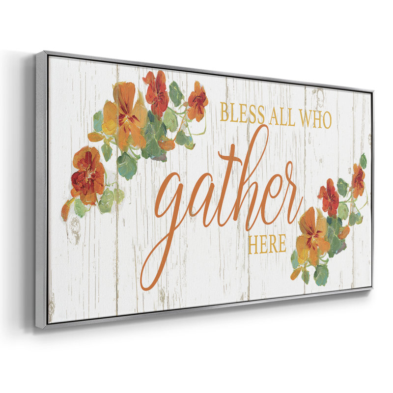 «Gather Here», toile tendue avec châssis encadré, prête à être accrochée, H 21 po x l 41 po, Argent argent