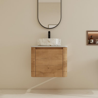 24" Wall-Mounted Single Bathroom Vanity Set With Ceramic Sink