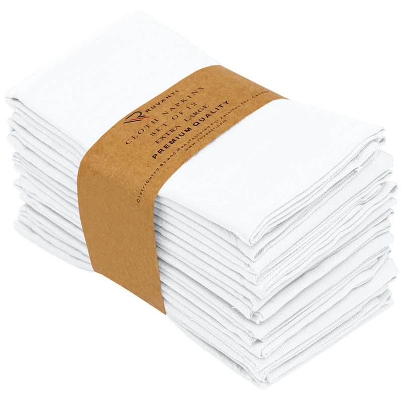 Poly Cotton Enrich Twill Cloth Napkins, White