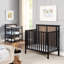 Lit de bébé Connelly Mini avec surmatelas noir / noyer rétro-1347670619