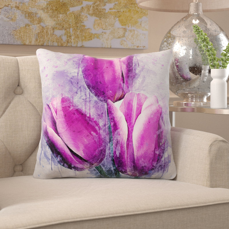 Coussin décoratif fleurs Scot, Microsuède, Intérieur