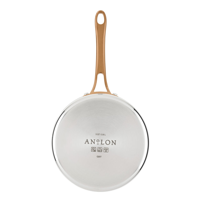 Anolon EverLast Tri-Ply Clad Saucepan with Lid, 3-Quart, Bronze
