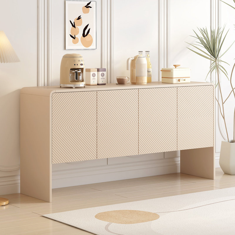 Minimalist Style 60"L Large Storage Space Sideboard, Apricot Cream