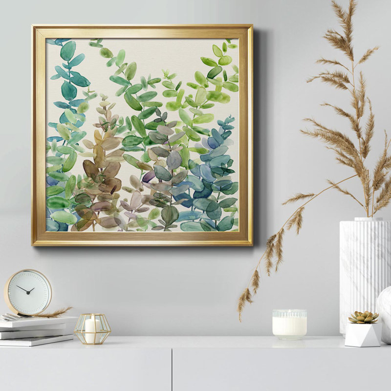 Eucalyptus Grove - Peinture sur toile encadrée, H 34,5 po x l 34,5 po x P 1,5 po, Or