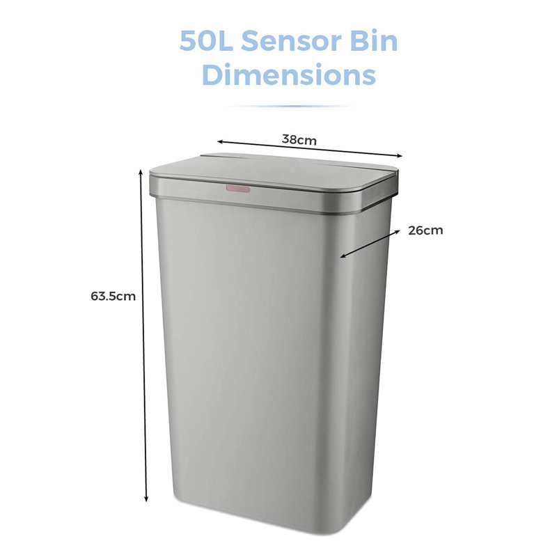 Camariya Plastic Kitchen Trash Can - 189.27L, Grey