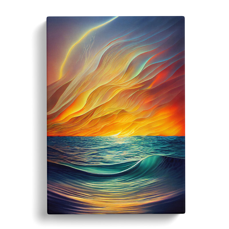 Seascape Flame Art - Wrapped Canvas, 76cm H x 50cm W x 3cm D