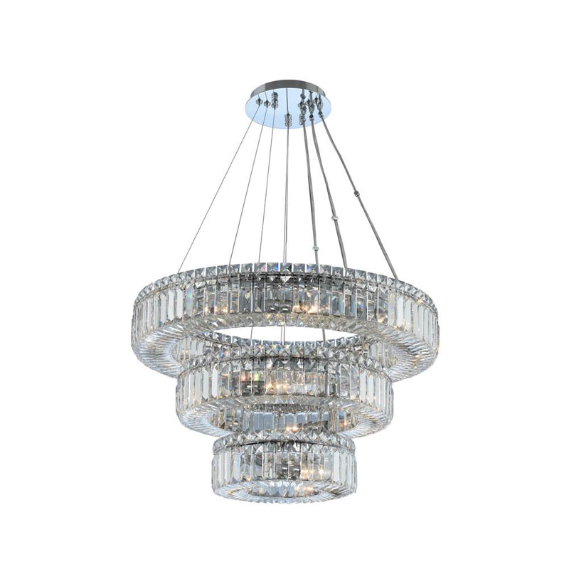 Rondelle 18 LT Chrome/Clear Tiered Chandelier Allegri
