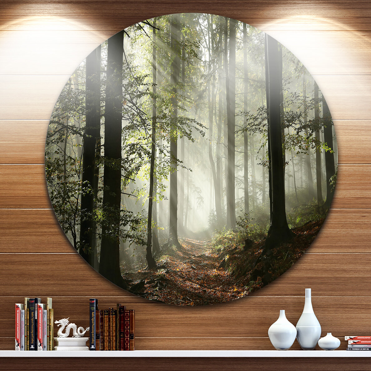 Union Rustic Light In Dense Fall Forest With Fog Artwork & Reviews ...