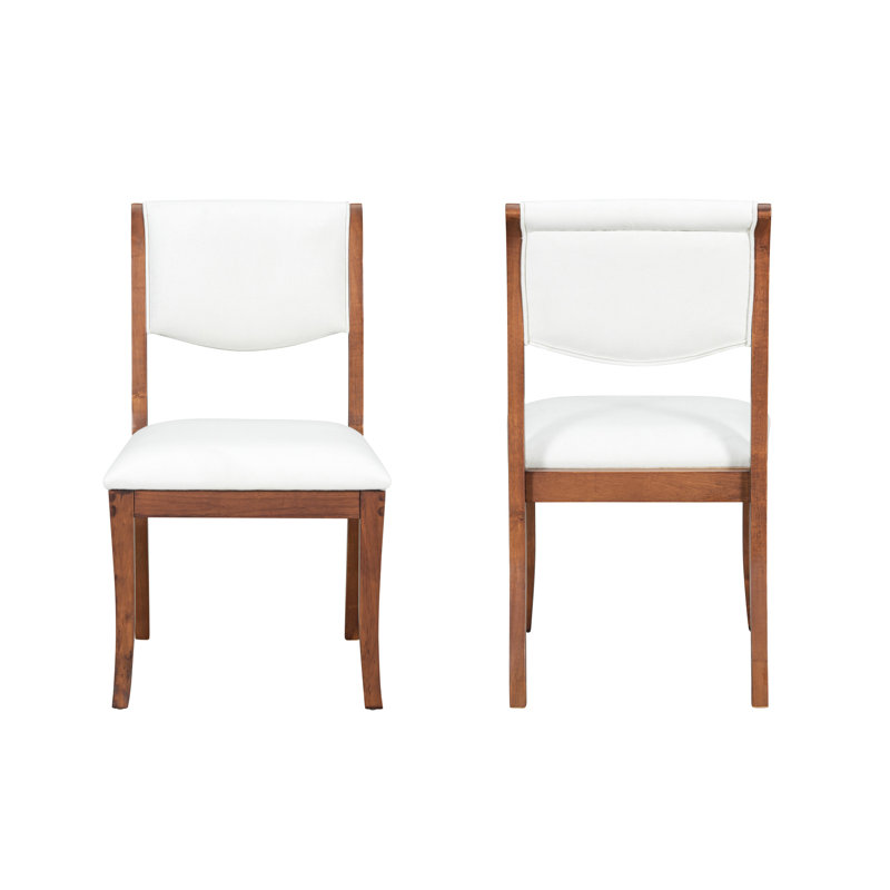 Chaises de salle à manger en bois massif massif avec finition noyer - 2 côtés en tissu élégant traditionnel avec des lignes incurvées, des sièges rembourrés épais et un cadre ergonomique pour la décoration intérieure, un vestibule