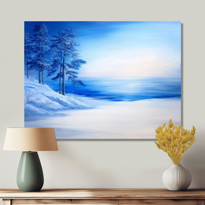 Winter Frozen Lake In Canada I - rivière, décoration murale en métal, impression traditionnelle sur métal