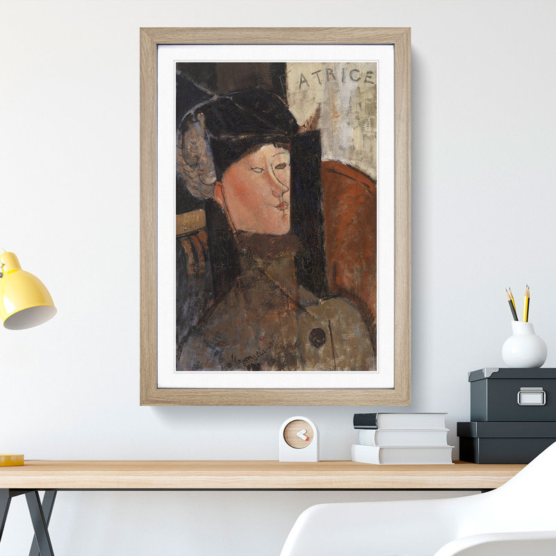 Beatrice by Amedeo Modigliani - Picture Frame Painting, 48cm H x 36cm W x 2cm D, Oak Framed