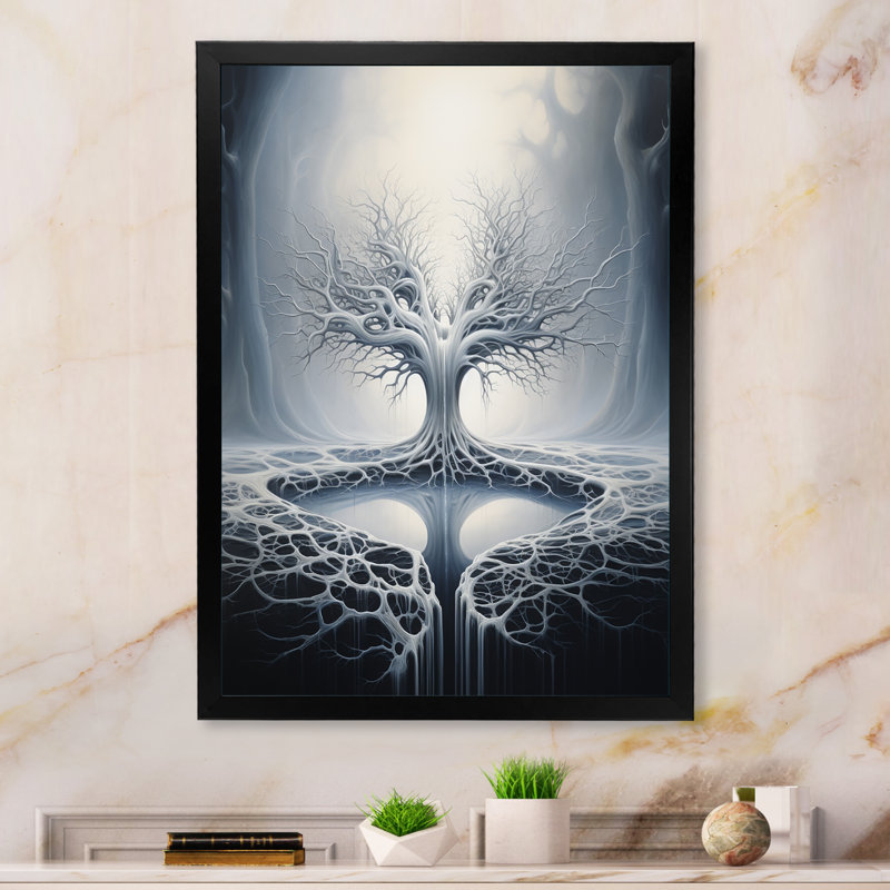 Racines célestes sur toile, surréalisme, Cadre photo noir simple, H 40 po x l 30 po x P 1,5 po