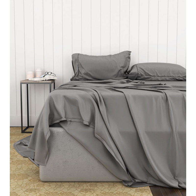 Sateen Standard Sheet Set, Twin XL Sheet Set + Fitted Sheet + 1 Pillowcase, Gray