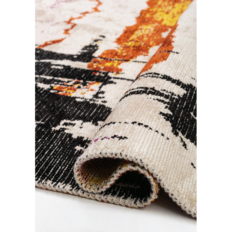 Debrodie Abstract Hand Loom Indoor / Outdoor Area Rug, Rectangle 5'3" x 7'7"