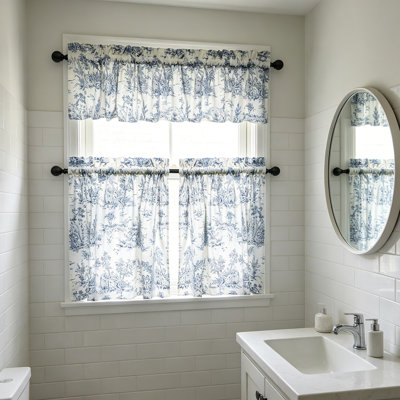 2D Printed Kitchen Curtain Short Panels Washable Decorative Window Curtains For Kitchen
