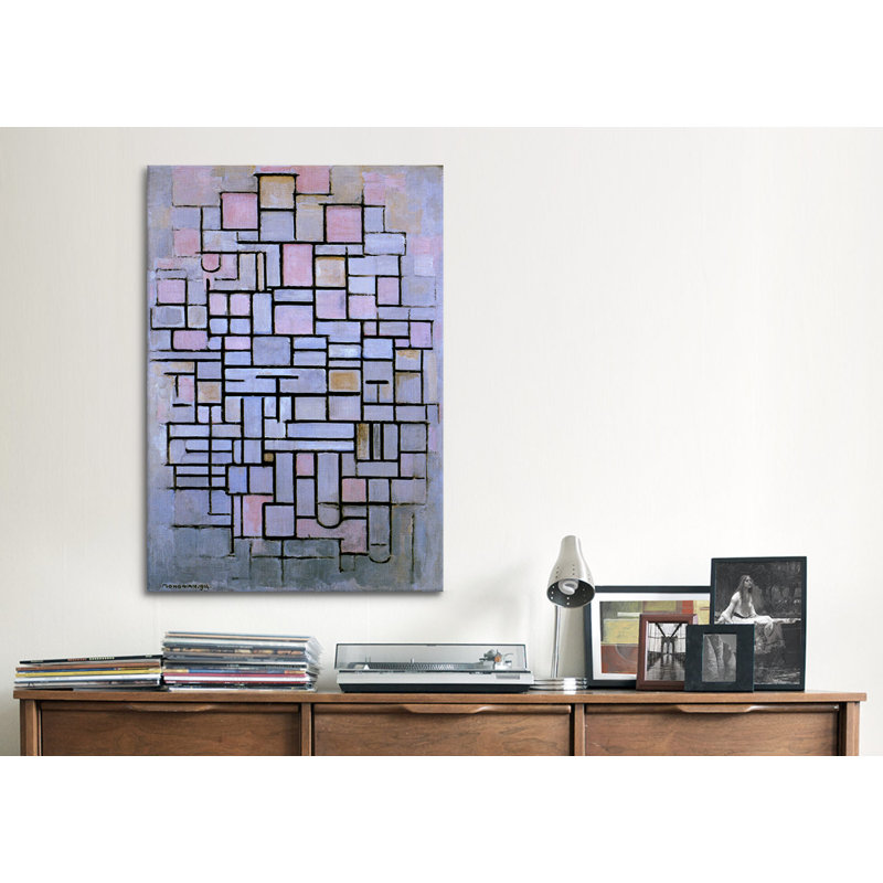 «Composition 6, 144» par Piet Mondrian, impression sur toile, H 18 po x l 12 po x P 1,5 po, Toile tendue, Pas de tapis