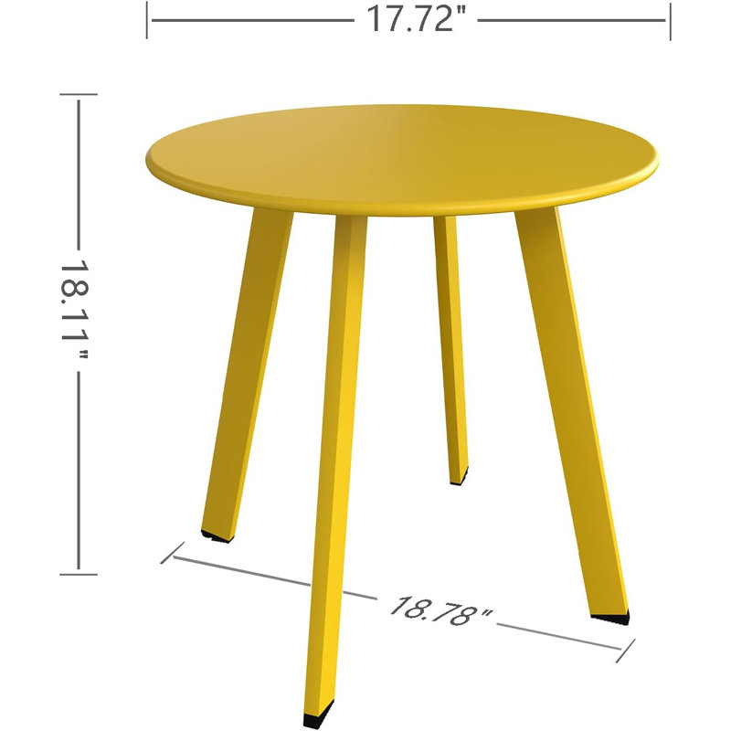 Table d'appoint extérieure Olilawn L 17,75 po x l 17,75 po, résistante aux taches et facile à entretenir, Jaune / jaune