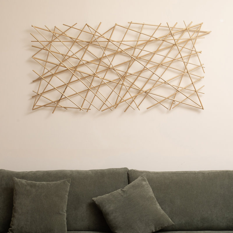 Polaris Rectangle Linear Metal Abstract Wall Art, Gold