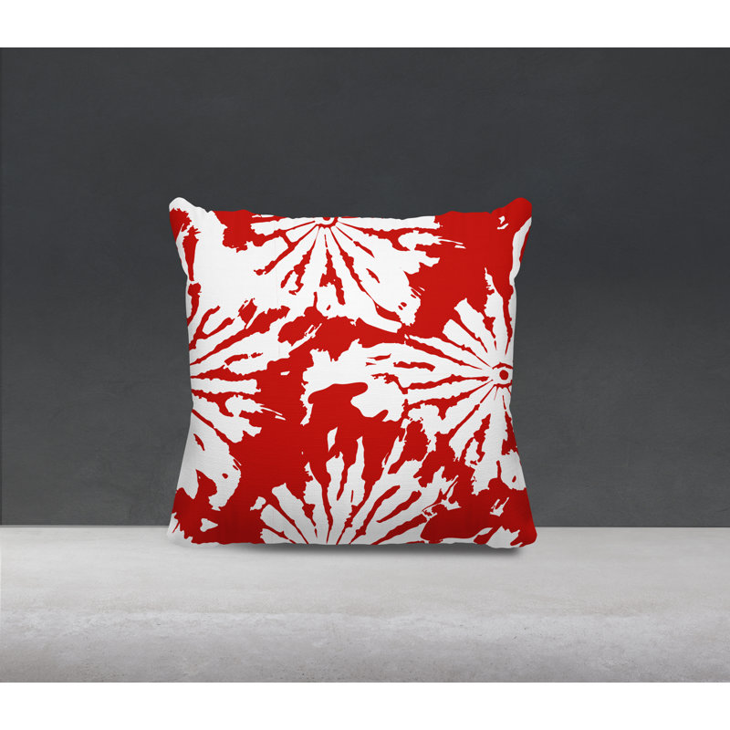 Coussin Cecil, H 15 po x l 15 po, Rouge / blanc