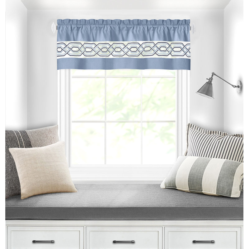 Elyus Tailored Kitchen Curtain, 55" W x 24" L, Blue
