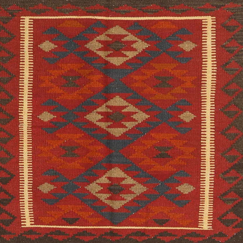 Tapis oriental rouge / brun, Carré 8 pi