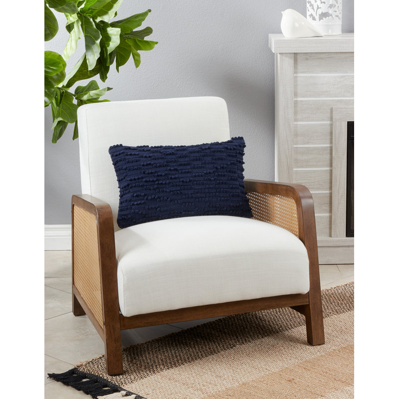 Theo Collection Ruffled Cotton Throw Pillow, Navy Blue