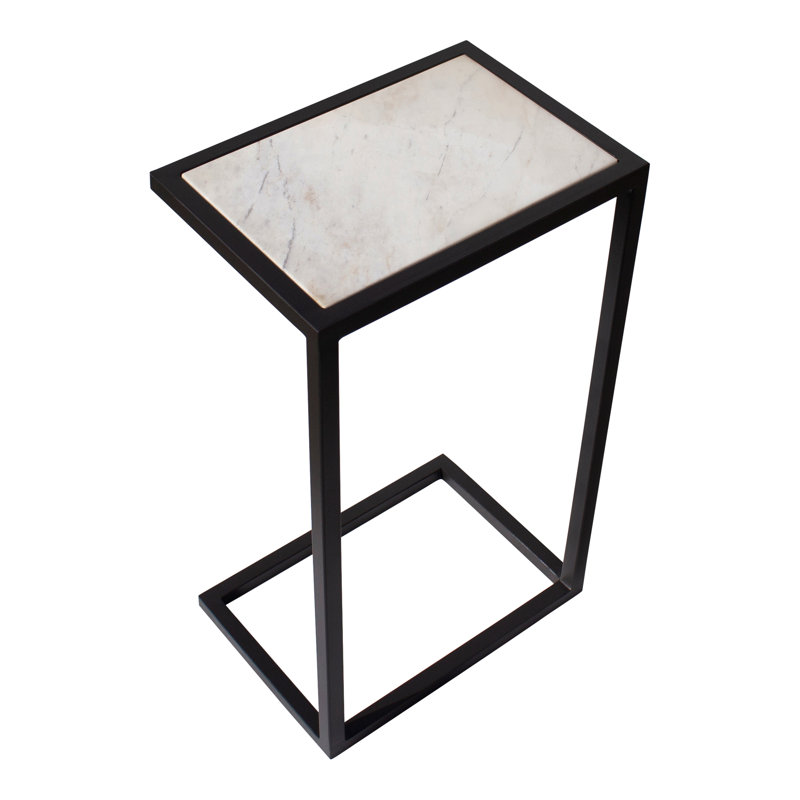 Vegas C End Table, Antique Black, Light Travertine