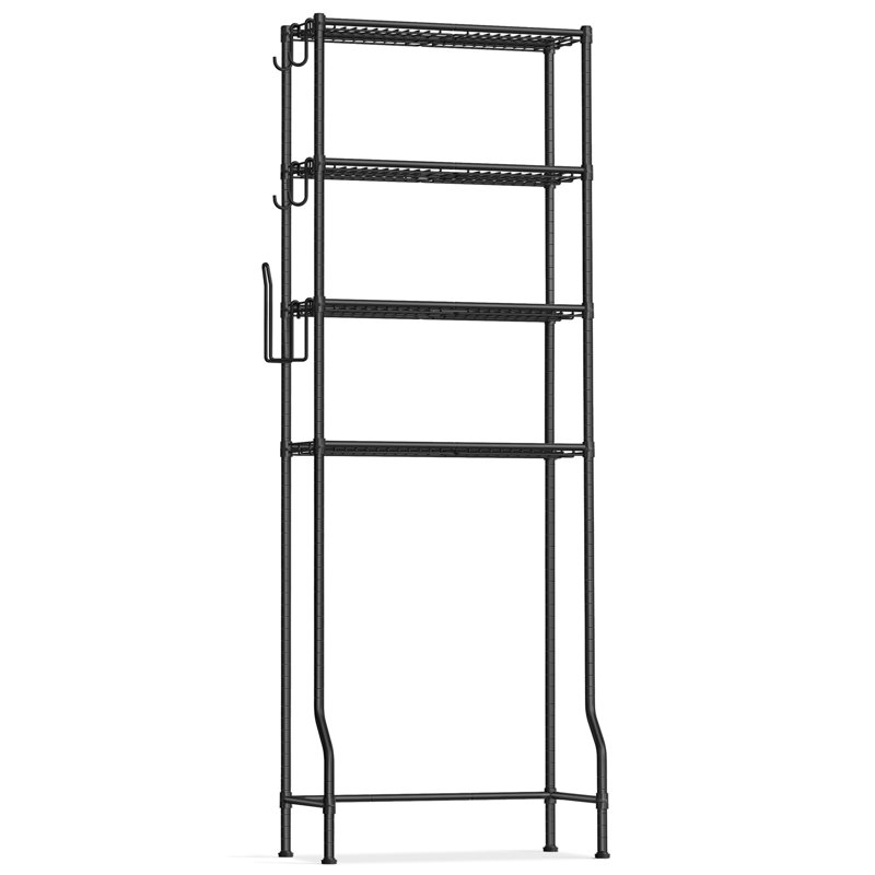 Amberg 63cm W Metal Height -Adjustable Shelving Unit, Black