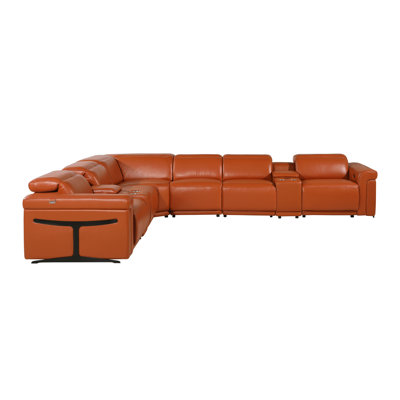 Suhur 8 - Piece Top Grain Leather Power Reclining Sectional -  Orren Ellis, C2F64BBDA1ED47F08C7DB0F2997CC8D8