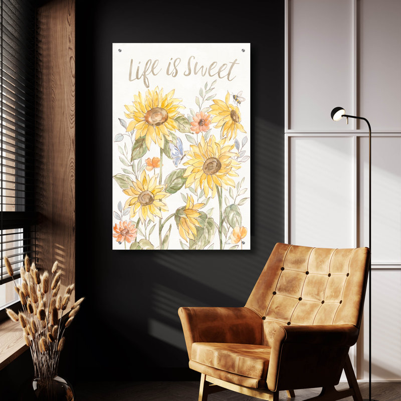 «Sunny Blooms 2» par Silvia Vassileva, art mural en verre acrylique, H 36 po x l 24 po x P 0,2 po