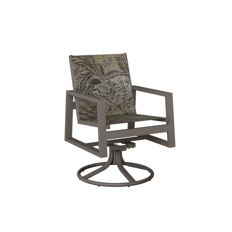 Chaise berçante pivotante en aluminium Vida Luna avec tissu Kozo Abalone, Sumba moka, Graphite
