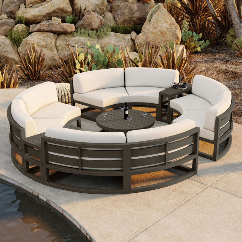Avion Outdoor 7 - Piece Conversation Set, Canvas Natural Sunbrella® Canvas, Slate